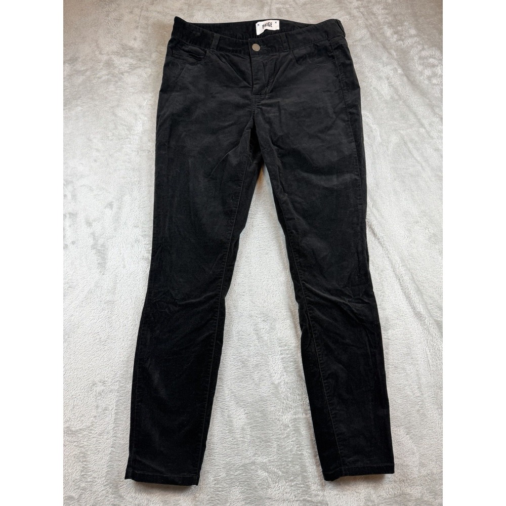 Paige Pants Women's Size 28 Black Stretch Velvet Verdugo Ankle‎ Skinny (29X27)